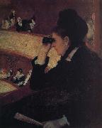 Mary Cassatt the girl wear  black dress at the theater painting